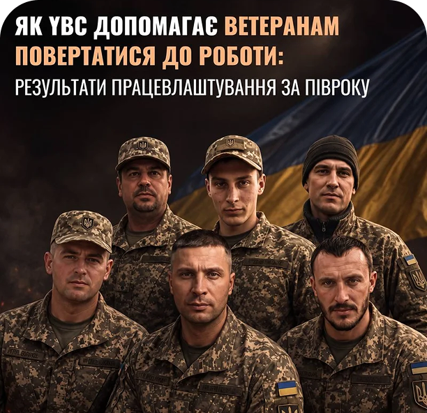 Як YBC допомагає ветеранам повертатися до роботи: результати працевлаштування за півроку